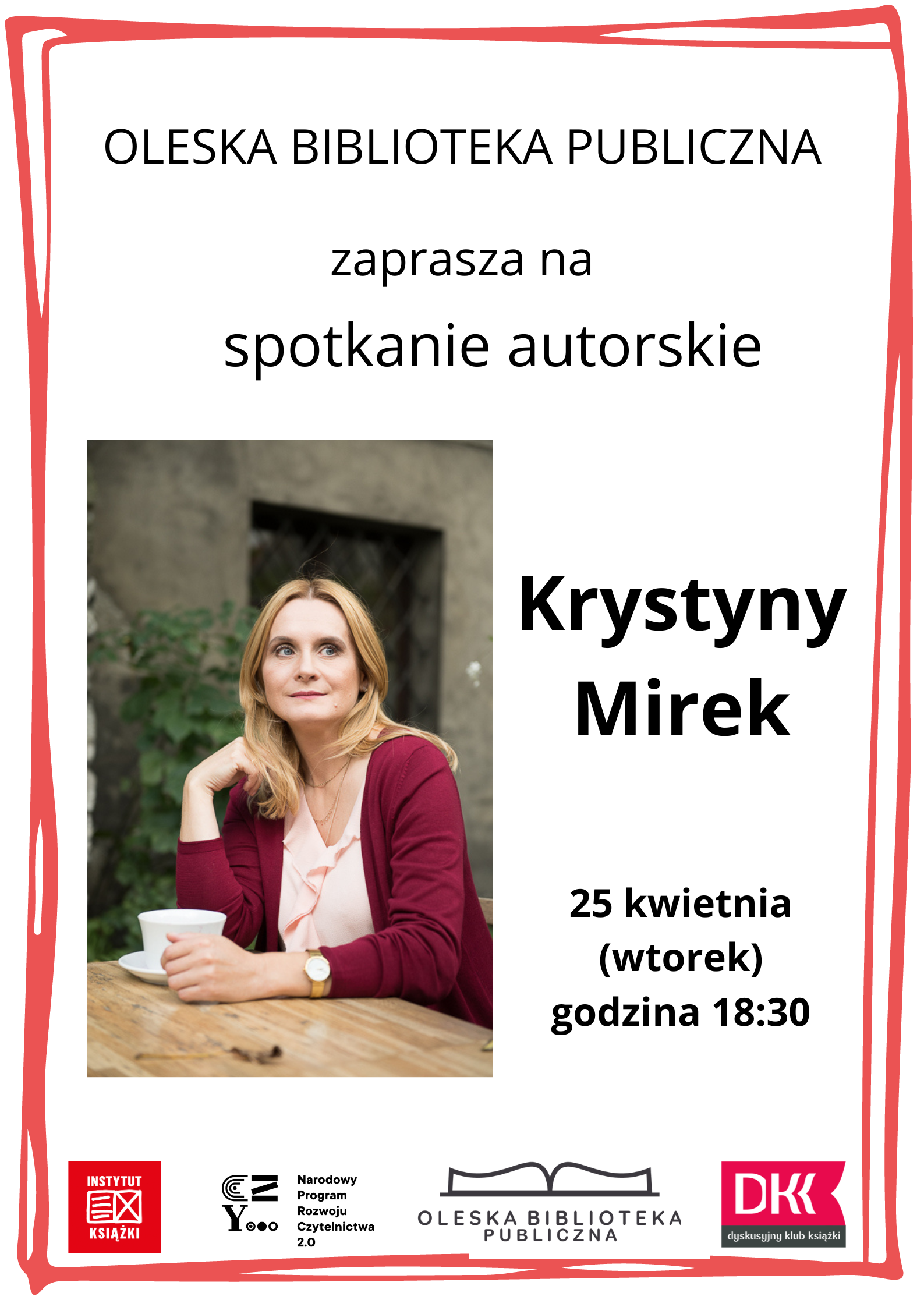 Spotkanie autorskie Krystyny Mirek - plakat