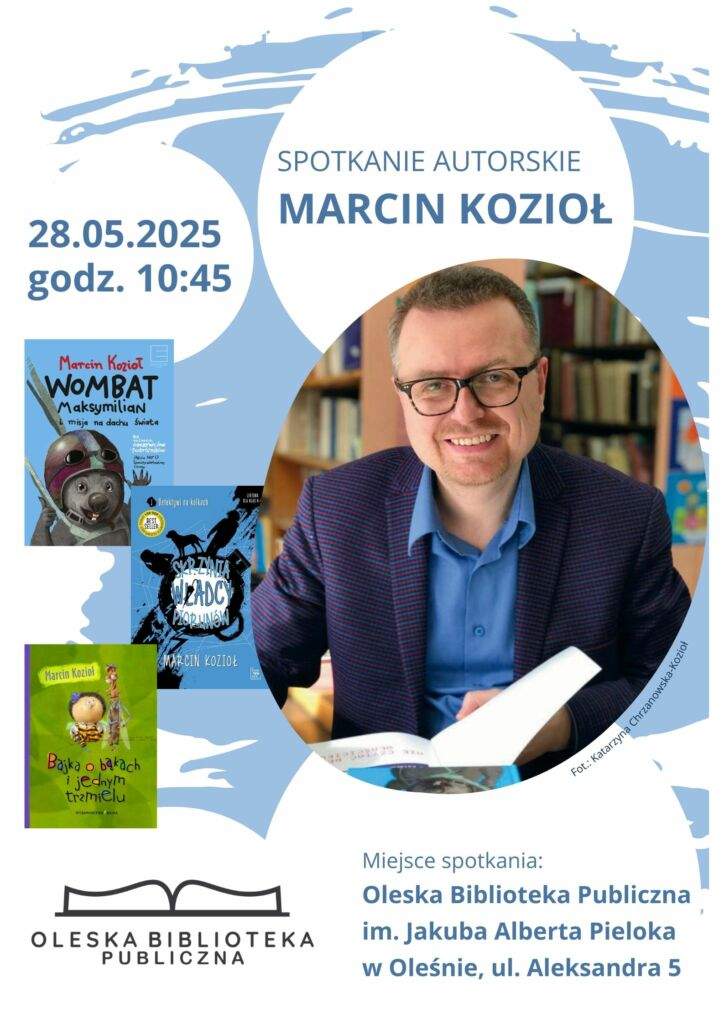 Marcin Kozioł, spotkanie autorskie, plakat Marcin Kozioł, spotkanie autorskie, plakat